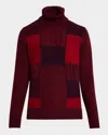 Bugatchi Pattern Wool Blend Turtleneck Sweater In Ruby