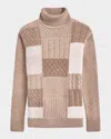 Bugatchi Pattern Wool Blend Turtleneck Sweater In Stone