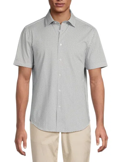 Bugatchi Men's Printed Short-sleeve Shirt In Ice Blue