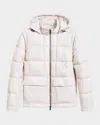 Bugatchi Quilted Hooded Field Jacket In Stone