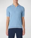 Bugatchi Men's Ribbed Sweater With Johnny Collar In Air Blue