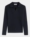 Bugatchi Men's Ribbed Wool Johnny Collar Sweater In Black