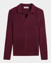 Bugatchi Merino Wool Johnny Collar Sweater In Cabernet