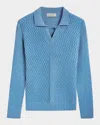 Bugatchi Merino Wool Johnny Collar Sweater In Cobalt