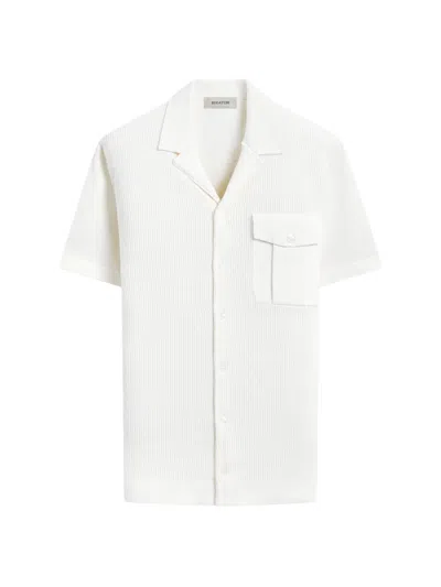 Bugatchi Men's Rib-knit Cotton-silk Button-front Sweater In White