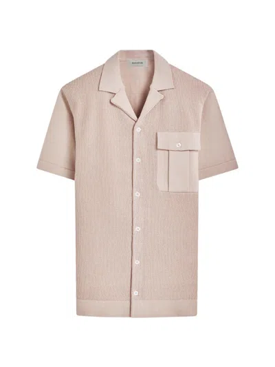 Bugatchi Men's Rib-knit Cotton-silk Button-front Sweater In Sand