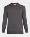 Bugatchi Merino Wool Polo Sweater In Black