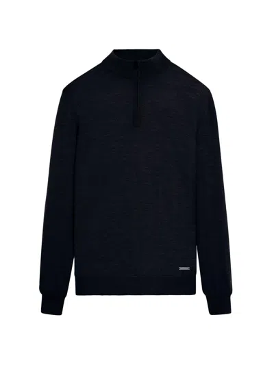 Bugatchi Men's Spencer Wool Half-zip Sweater In Black