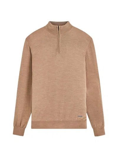 Bugatchi Men's Spencer Wool Half-zip Sweater In Brown