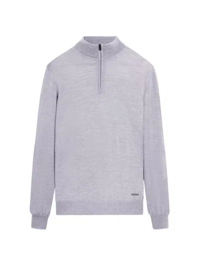 Bugatchi Men's Spencer Wool Half-zip Sweater In Silver