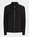 Bugatchi Stretch Wool Zip Shirt Jacket In Black
