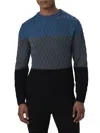 Bugatchi Color Block Merino Wool Blend Crewneck Sweater In Navy
