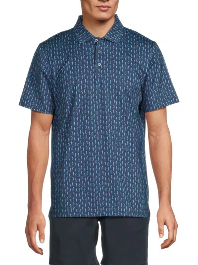Bugatchi Men's Victor Golf Print Polo Shirt In Blue