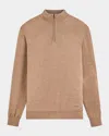 Bugatchi Merino Wool Quarter Zip Pullover In Camel