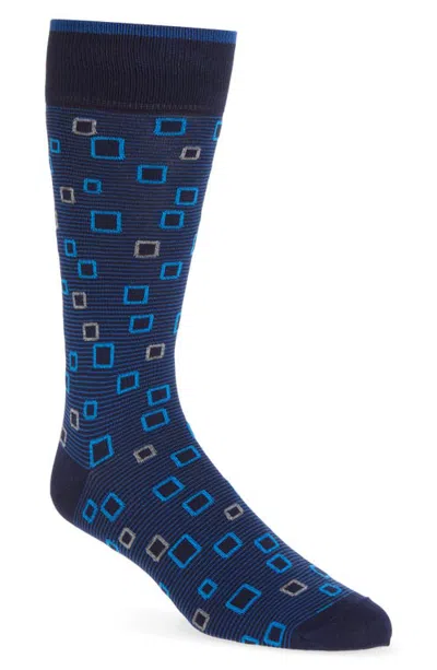 Bugatchi Mercerized Cotton Blend Dress Socks In Blue