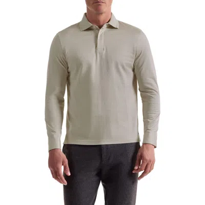 Bugatchi Mercerized Cotton Long Sleeve Polo In Gray