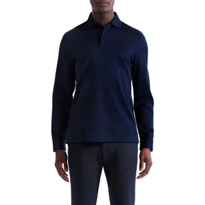 Bugatchi Mercerized Cotton Long Sleeve Polo In Navy