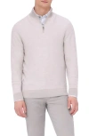 Bugatchi Merino Wool & Silk Bird's Eye Quarter Zip Sweater In Willow