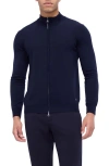 Bugatchi Merino Wool Full Zip Jacket In Navy