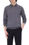 Bugatchi Merino Wool Polo Sweater In Anthracite