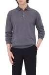 Bugatchi Merino Wool Polo Sweater In Anthracite