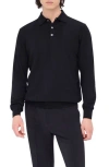 Bugatchi Merino Wool Polo Sweater In Black