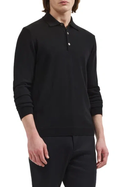 Bugatchi Merino Wool Polo Sweater In Black