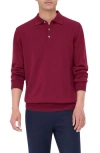 Bugatchi Merino Wool Polo Sweater In Burgundy