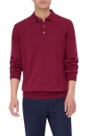 Bugatchi Merino Wool Polo Sweater In Burgundy