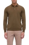 Bugatchi Merino Wool Polo Sweater In Moss
