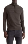 Bugatchi Merino Wool Quarter Zip Polo Sweater In Brown