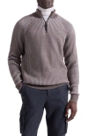 Bugatchi Merino Wool Quarter Zip Polo Sweater In Brown