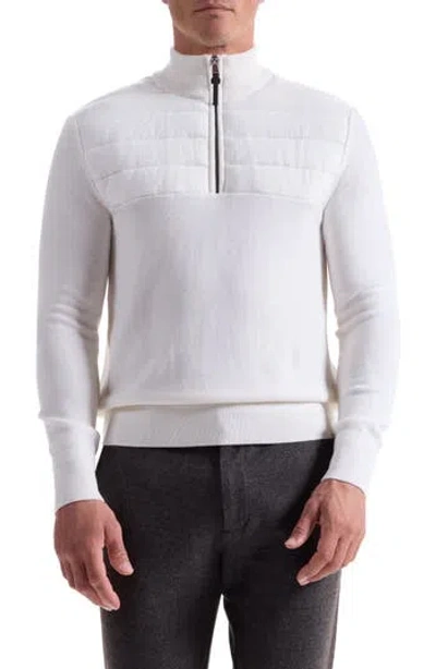 Bugatchi Merino Wool Quarter Zip Polo Sweater In Neutral