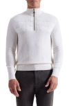 Bugatchi Merino Wool Quarter Zip Polo Sweater In White