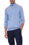 Bugatchi Merino Wool Quarter Zip Pullover In Air Blue