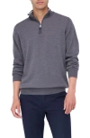 Bugatchi Merino Wool Quarter Zip Pullover In Anthracite