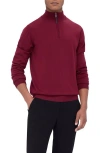 Bugatchi Merino Wool Quarter Zip Pullover In Burgundy