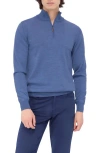 Bugatchi Merino Wool Quarter Zip Pullover In Denim