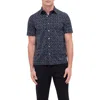 Bugatchi Merlin Ooohcotton® Fan Print Short Sleeve Button-up Shirt In Black