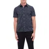 Bugatchi Merlin Ooohcotton® Fan Print Short Sleeve Button-up Shirt In Black