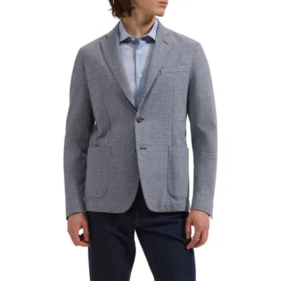 Bugatchi Micro Houndstooth Check Knit Cotton & Linen Sport Coat In Gray