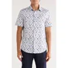 Bugatchi Miles Ooohcotton® Abstract Print Short Sleeve Button-up Shirt In Blue