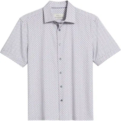 Bugatchi Miles Ooohcotton® Abstract Print Short Sleeve Button-up Shirt In Lilac