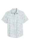 Bugatchi Miles Ooohcotton® Abstract Print Short Sleeve Button-up Shirt In Olive