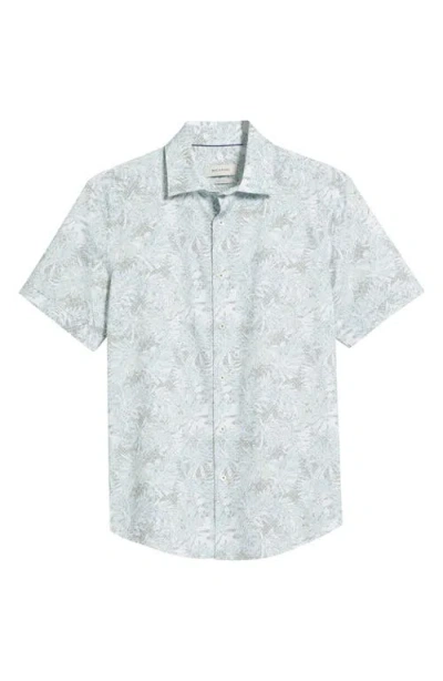Bugatchi Miles Ooohcotton® Abstract Print Short Sleeve Button-up Shirt In Olive
