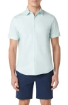 Bugatchi Miles Ooohcotton® Chambray Print Short Sleeve Button-up Shirt In Jade