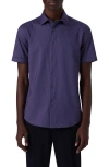 Bugatchi Miles Ooohcotton® Confetti Print Short Sleeve Button-up Shirt In Navy
