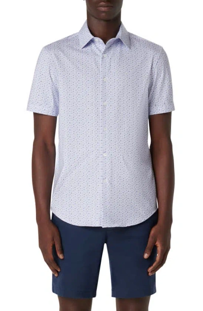 Bugatchi Miles Ooohcotton® Dot Print Short Sleeve Button-up Shirt In Lavender