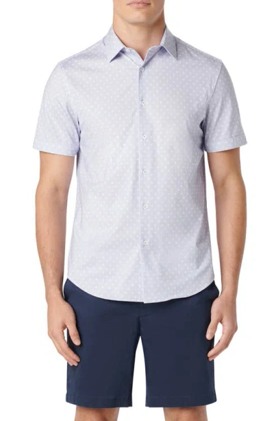 Bugatchi Miles Ooohcotton® Dot Print Short Sleeve Button-up Shirt In Lilac