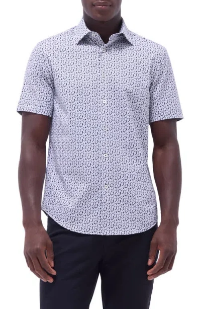 Bugatchi Miles Ooohcotton® Floral Short Sleeve Button-up Shirt In Black